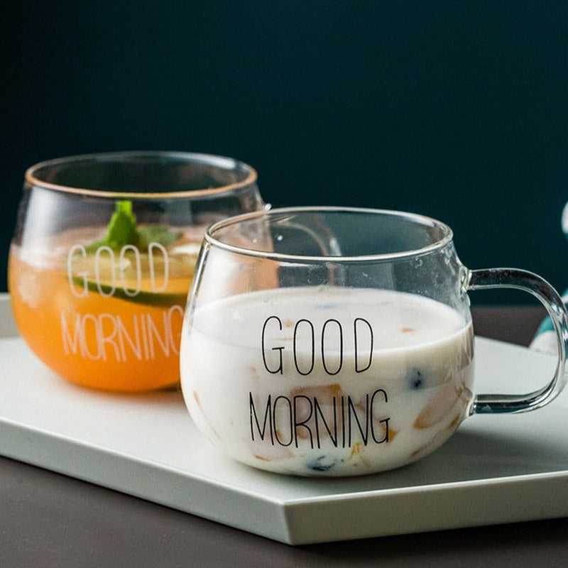 Caneca de Vidro Good Morning 360ml